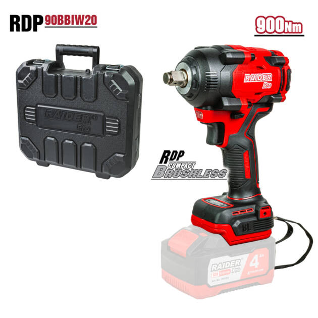 Raider Pro R20 Akku-Schlagschrauber 1/2" 550Nm Brushless & Koffer Solo (ohne Akku) – RDP-55BBIW20